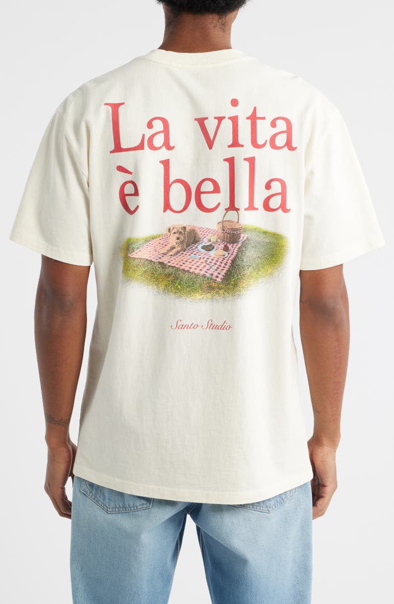 SANTO STUDIO Vita Drappo Cotton Graphic T-Shirt, Alternate, color, Off White