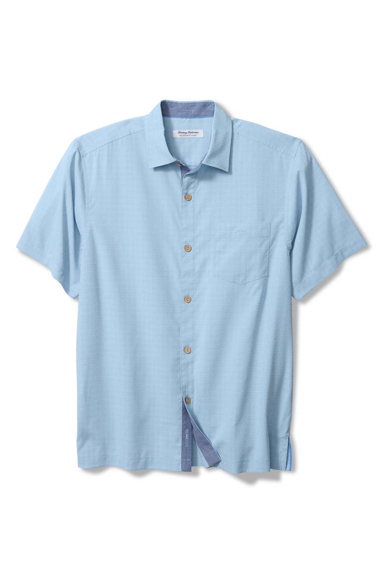 Castal Cool Costa Check Short Sleeve Button-Up Shirt, Main, color, VACATION BLUE