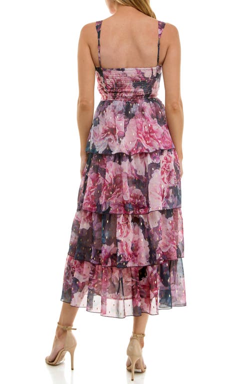 Socialite Floral Print Tiered Dress In Black
