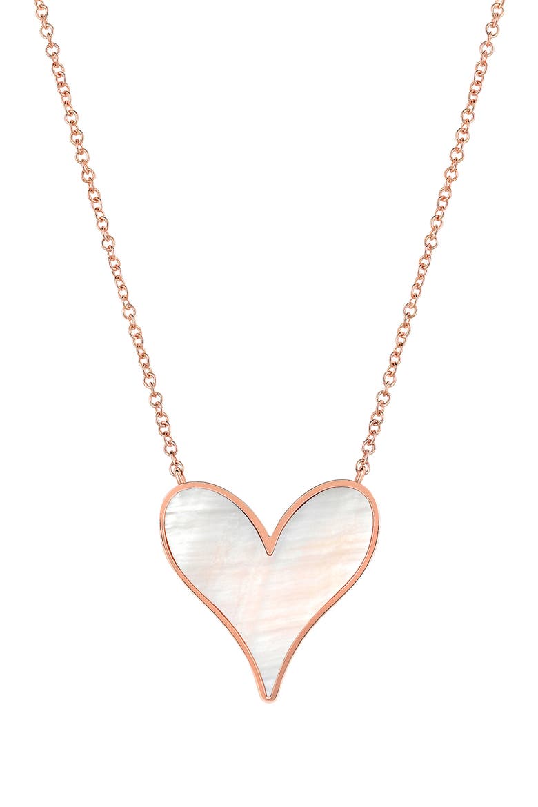 Love 18K Rose Gold & Mother-of-Pearl 15mm Pendant Necklace, Main, color, PEARL/ 18K ROSE GOLD