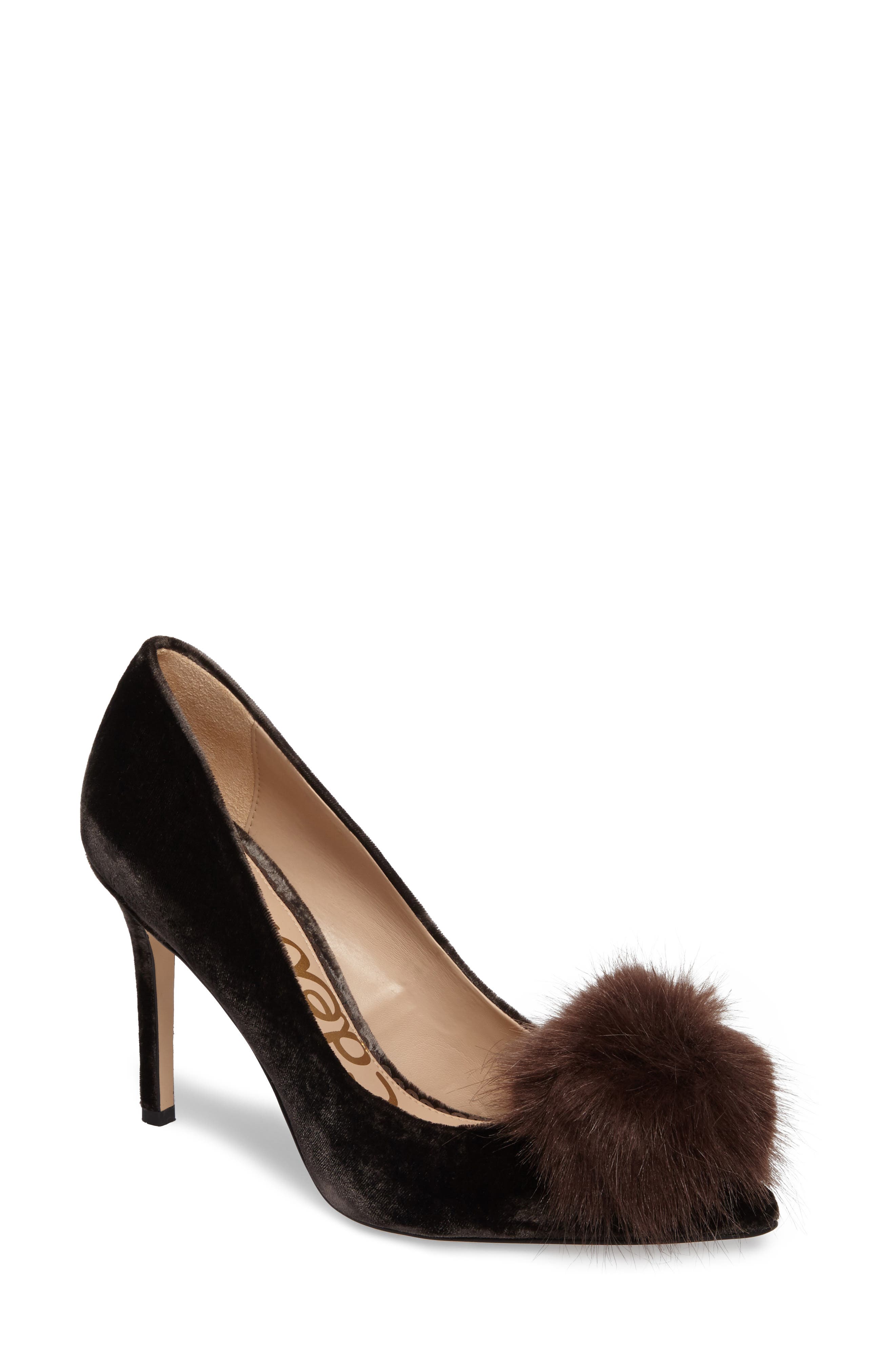 Sam Edelman Haroldson Pump with Faux Fur Pompom, Main, color, 