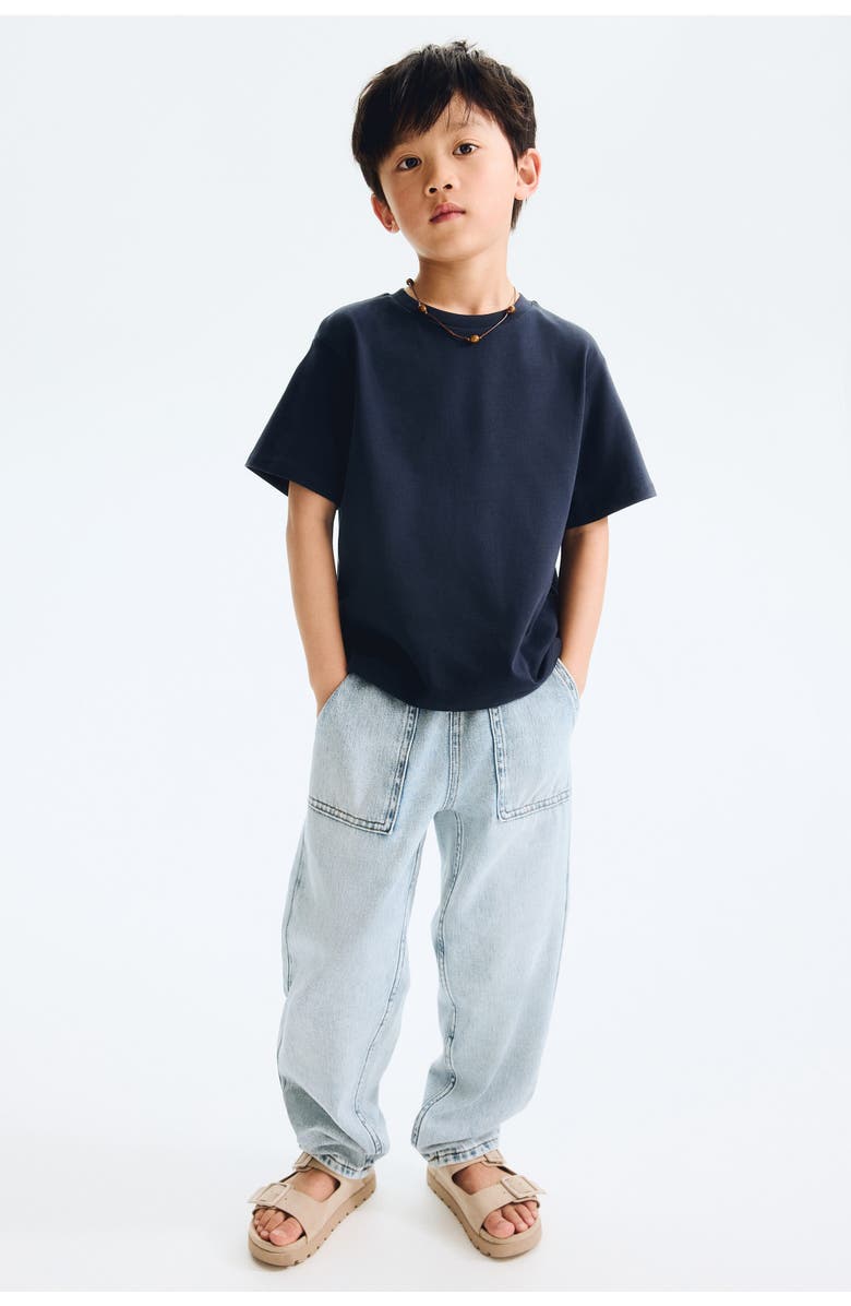 H&M Cotton Denim Trousers, Main, color, Light Denim Blue