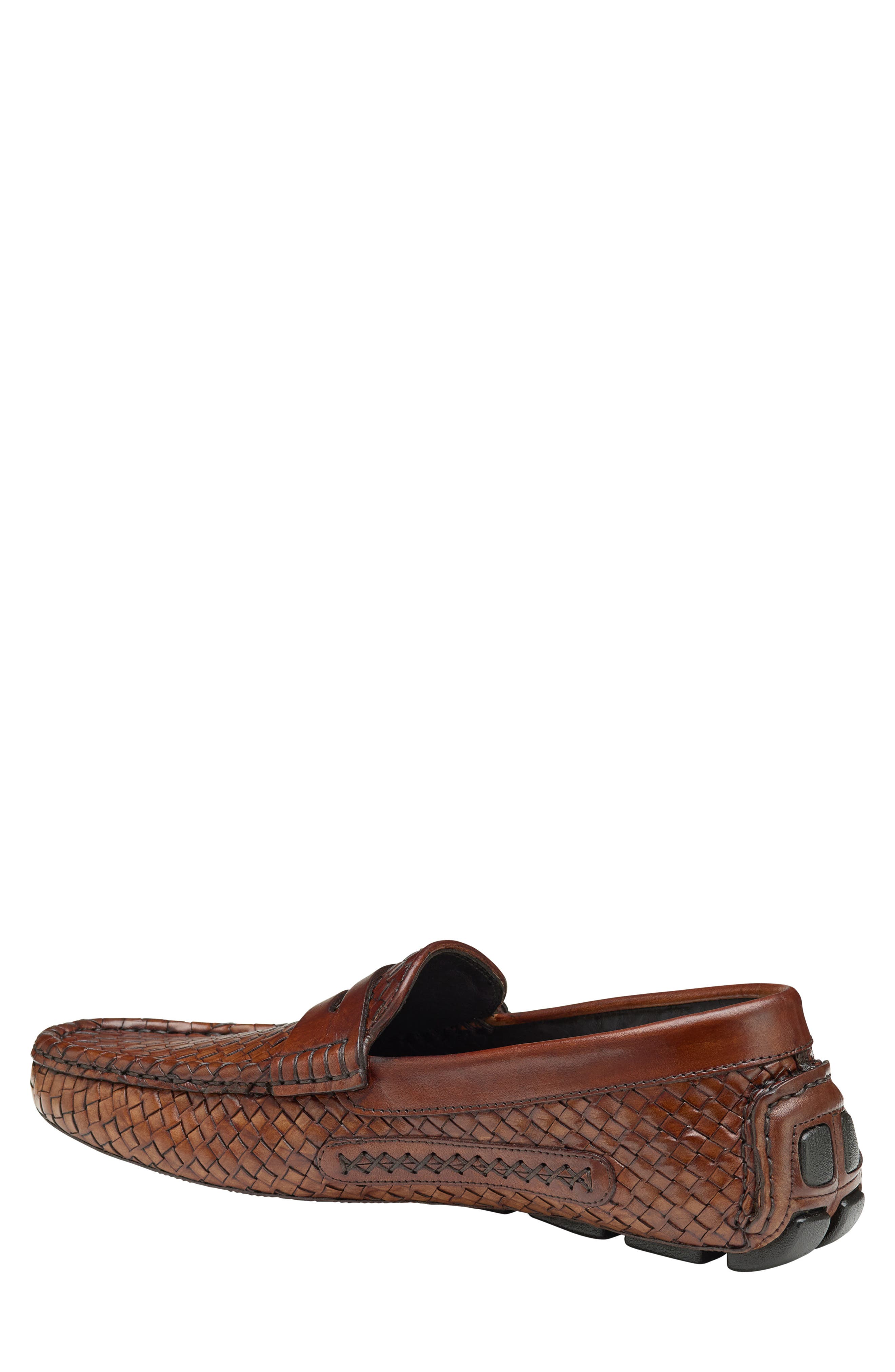 Johnston & Murphy Dayton Woven Penny Driver, Alternate, color, Brown Italian Calfskin
