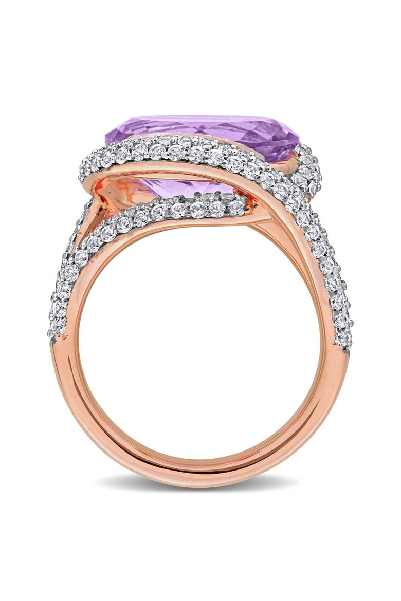 Amethyst & Lab-Created White Sapphire Halo Ring, Alternate, color, Pink Amethyst