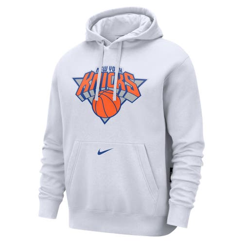 NIKE NIKE WHITE NEW YORK KNICKS 2024/25 CITY EDITION ESSENTIAL CLUB PULLOVER HOODIE
