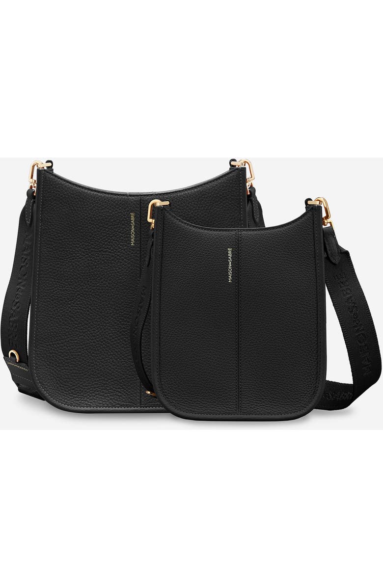 MAISON de SABRÉ Mini Leather Saddle Bag, Alternate, color, Black Caviar