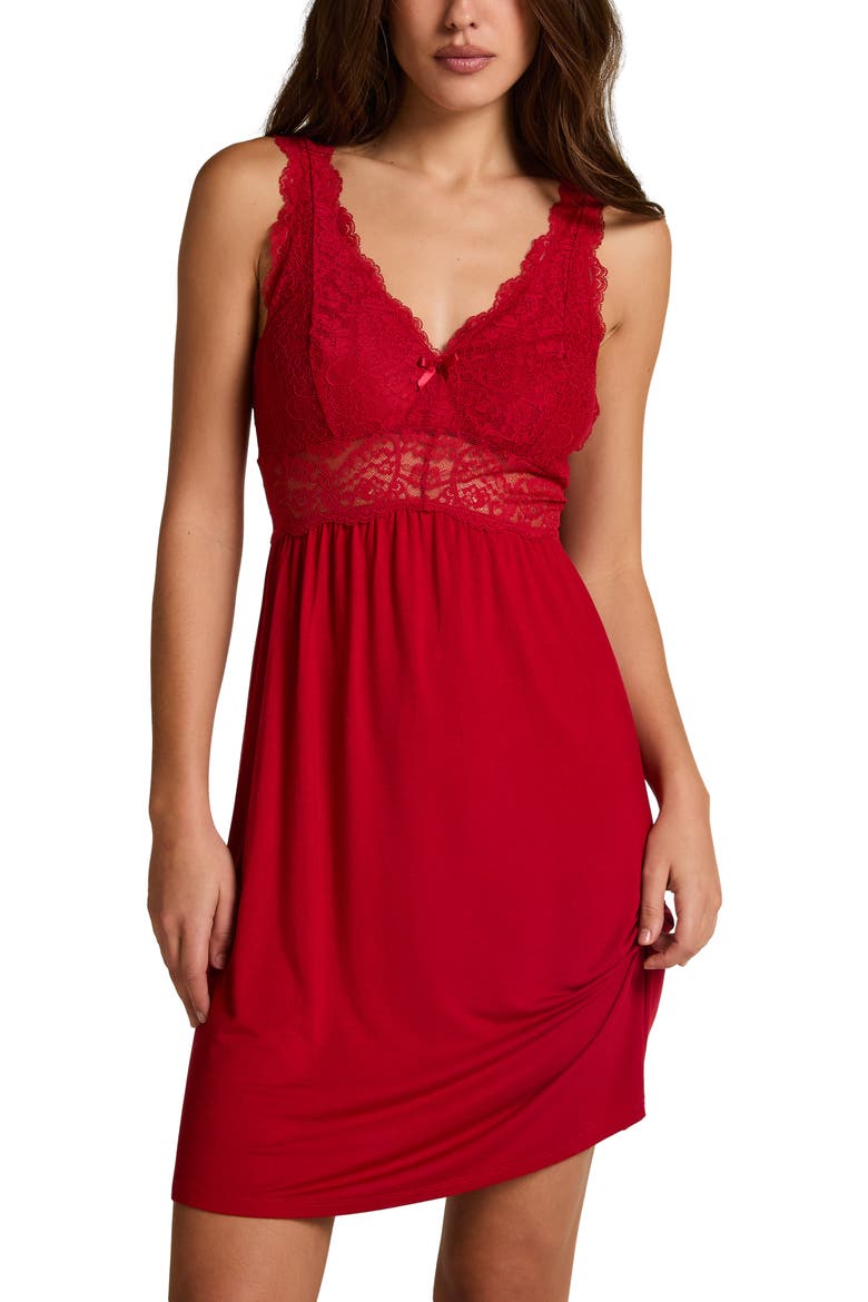 Nora Lace Slip Dress, Main, color, Red