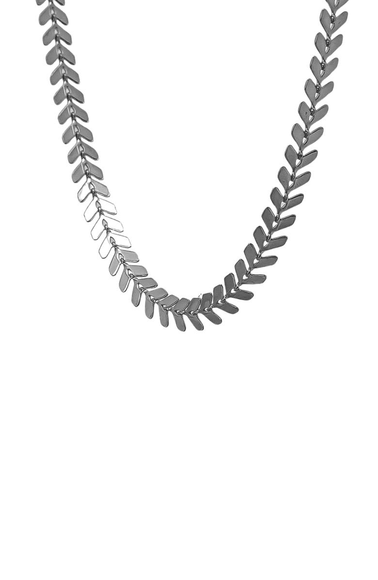 Bearfruit Jewelry Elara Chevron Link Necklace Bold Trendy Statement, Alternate, color, Dark Grey