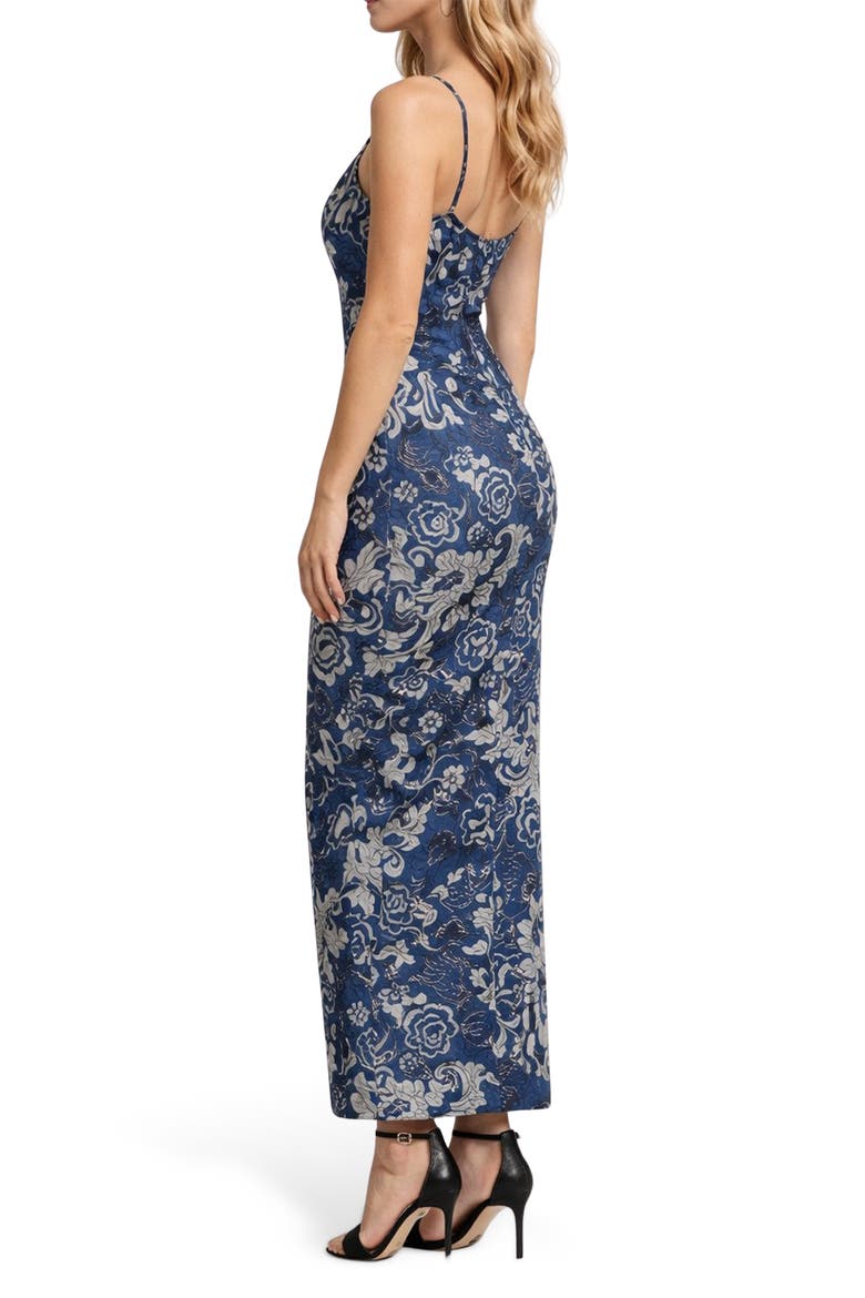Floral Scoop Neck Maxi Dress, Alternate, color, NAVY
