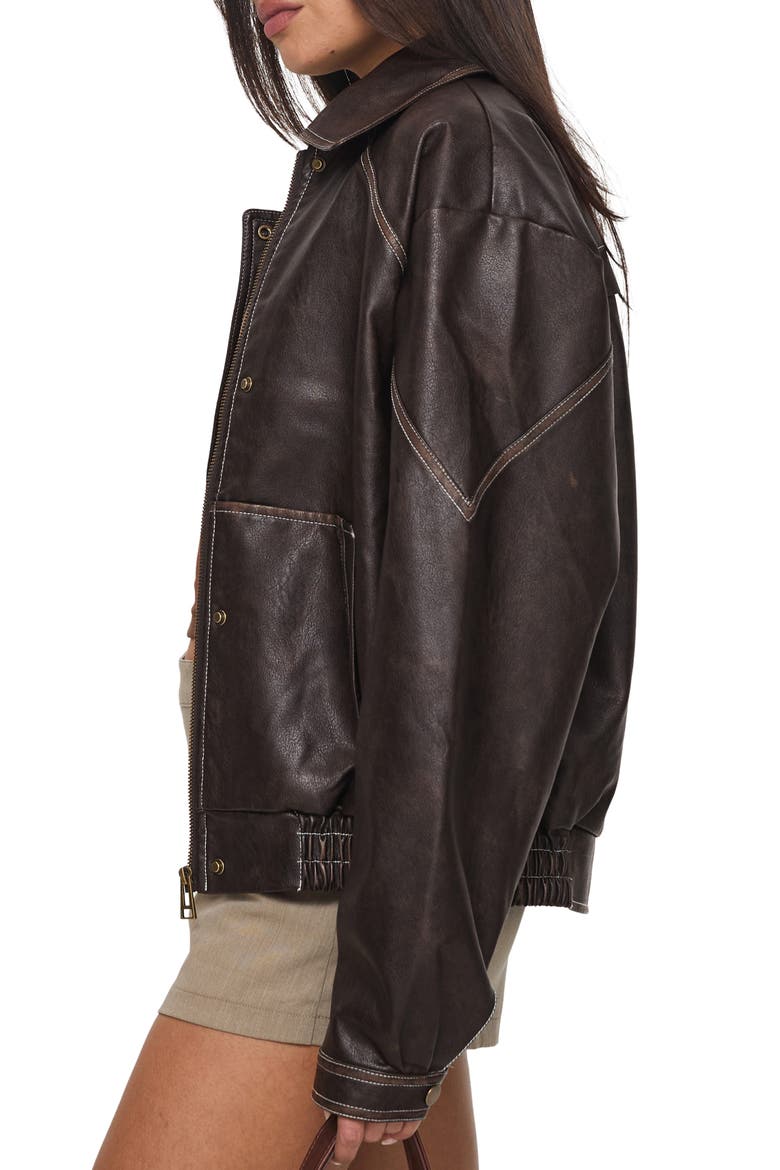 Jaxton Faux Leather Jacket, Alternate, color, BROWN