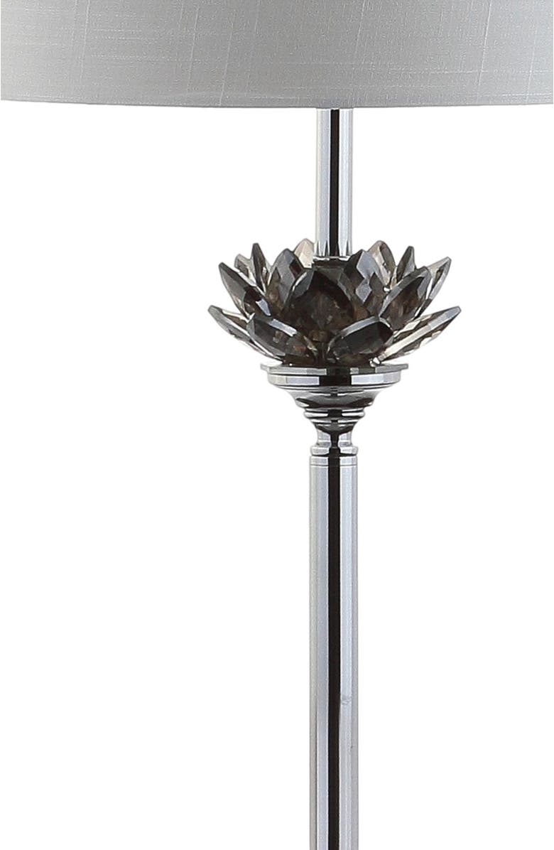 JONATHAN Y Amelia Crystal / Metal LED Floor Lamp, Alternate, color, Smoke Gray/Chrome