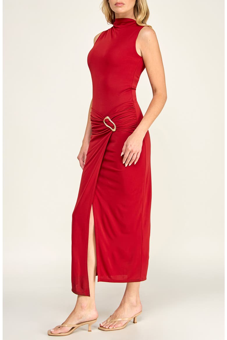 Hardware Detail Sleeveless Body-Con Dress, Alternate, color, RED