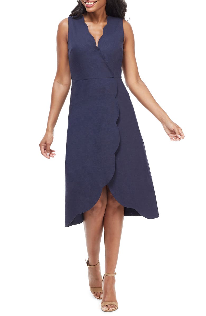 Maggy London Rochelle Linen Blend Midi Dress, Main, color, 