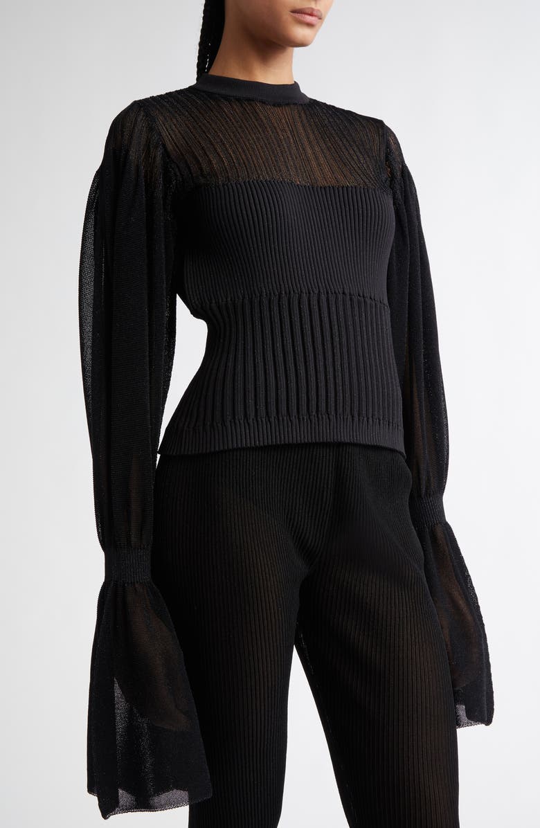 CFCL Lucent Marie Glitter Fluted Sleeve Knit Top, Alternate, color, 