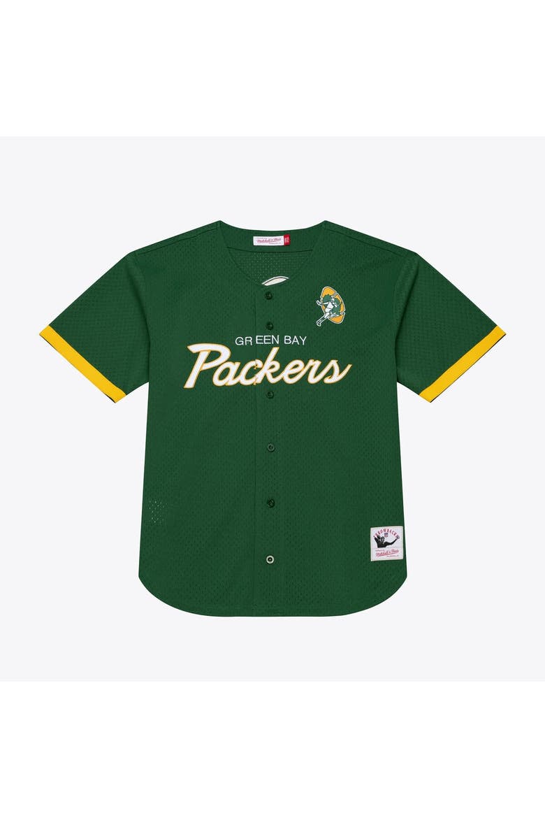Men's Mitchell & Ness  Green Bay Packers Green Head Coach Mesh Full-Button Fashion Jersey, Main, color, Green