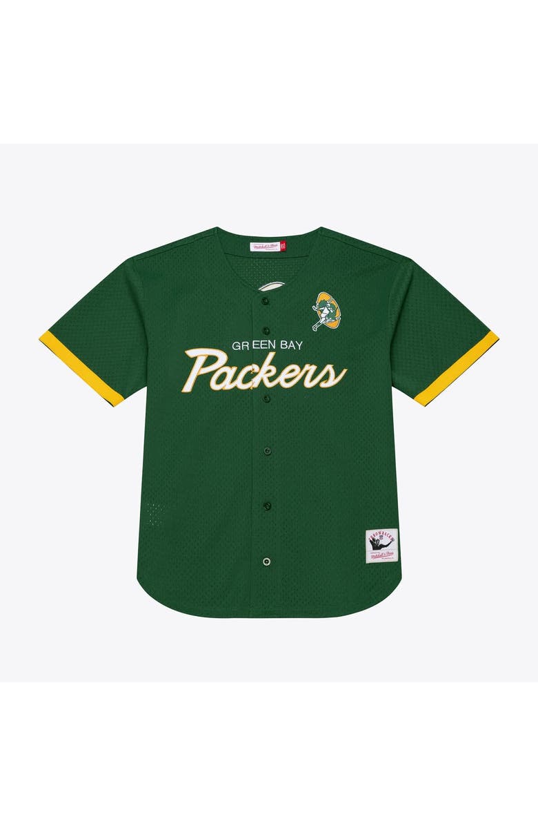 Mitchell & Ness Men's Mitchell & Ness  Green Bay Packers Green Head Coach Mesh Full-Button Fashion Jersey, Main, color, Green