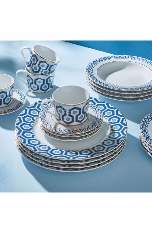 Jonathan Adler Newport Soup Bowl In White/blue/gold