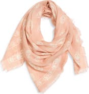 McQueen Skull Print Wool Fringe Scarf
