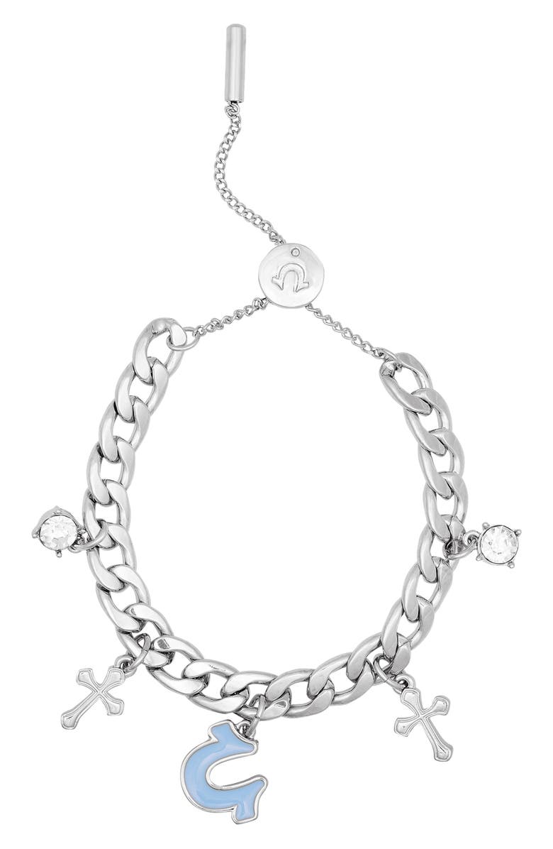 True Religion Charmy Enamel & Crystal Chain Slider Bracelet, Main, color, 