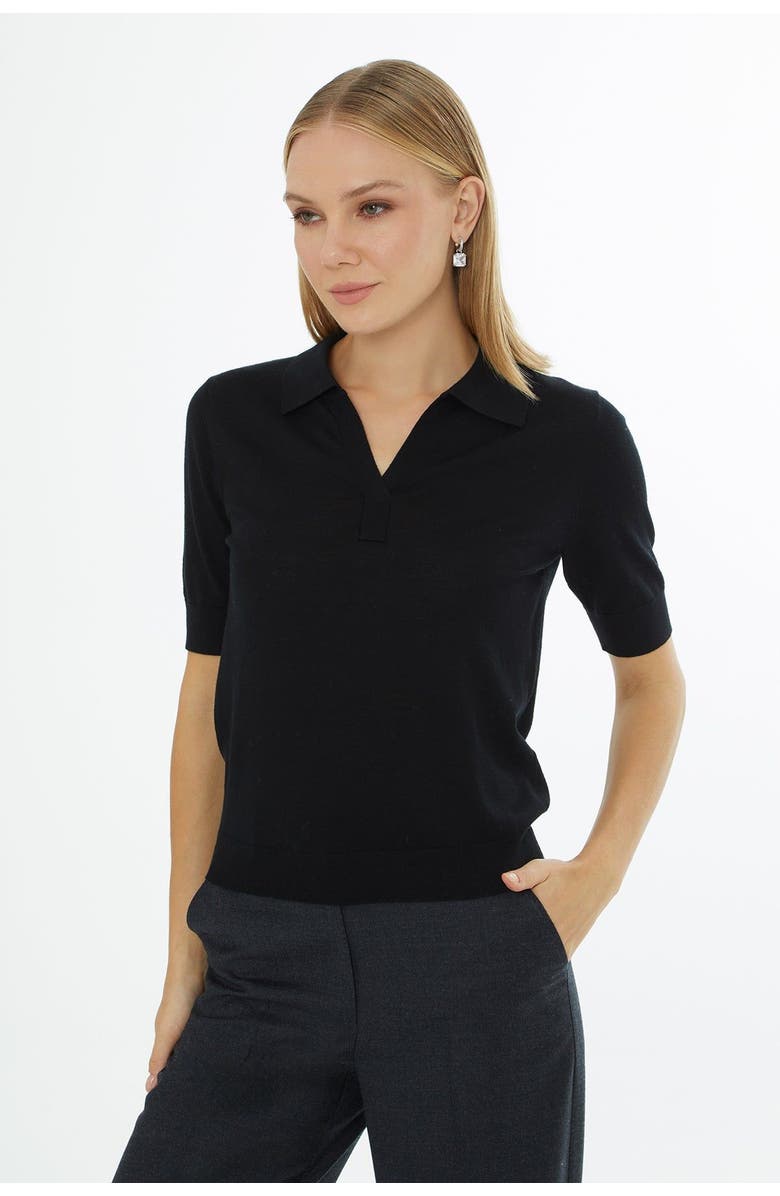 Gizia Off-Shoulder Knit Sweater, Main, color, Black