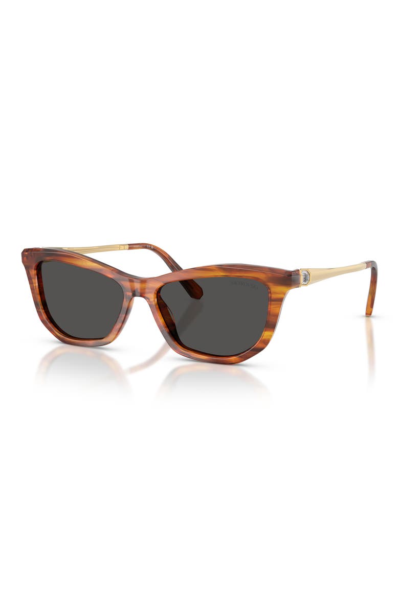 56mm Cat Eye Sunglasses, Alternate, color, STRIPED HAVANA / DARK GREY