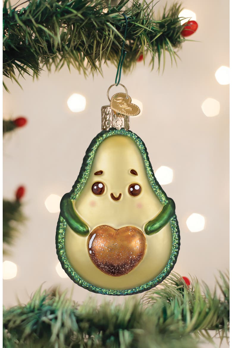 Happy Avocado Christmas Ornament, Alternate, color, GREEN