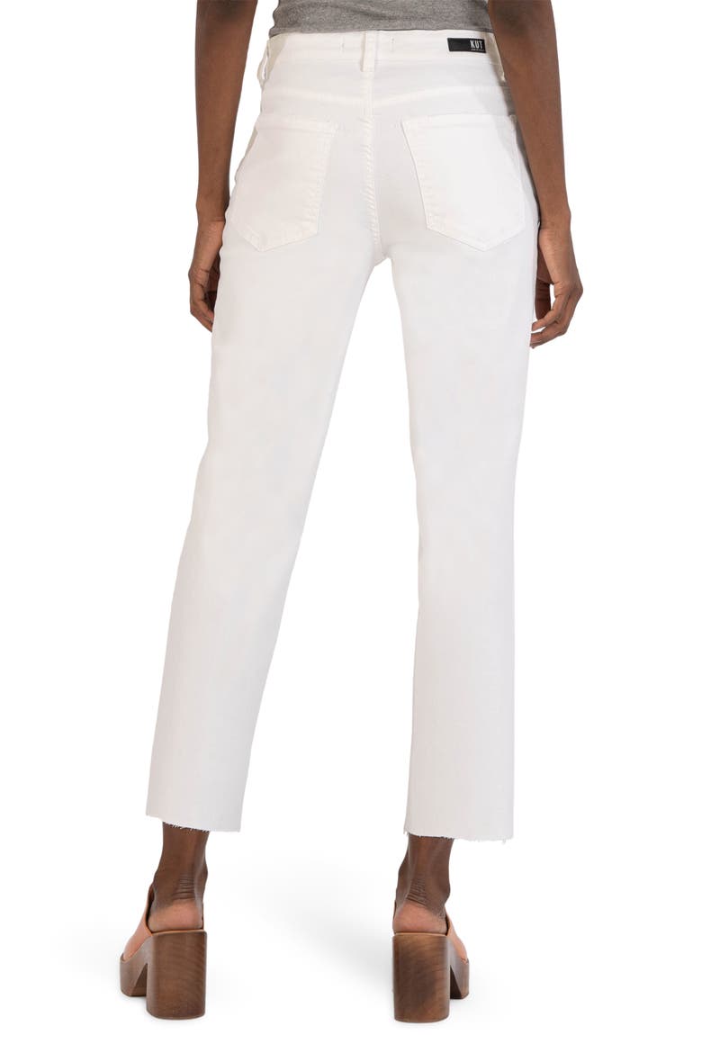 Rachael Fab Ab High Waist Raw Hem Mom Jeans, Alternate, color, OPTIC WHITE