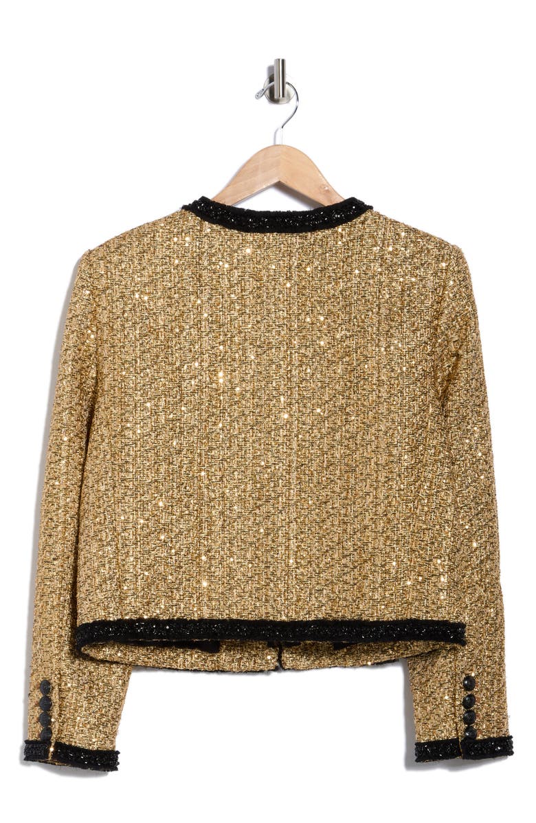 Alice + Olivia Landon Cropped Boxy Jacket, Alternate, color, Gold