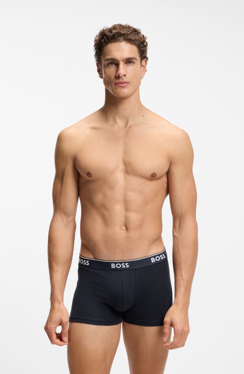 BOSS Assorted 3-Pack Power Stretch Cotton Trunks, Alternate, color, Open Blue