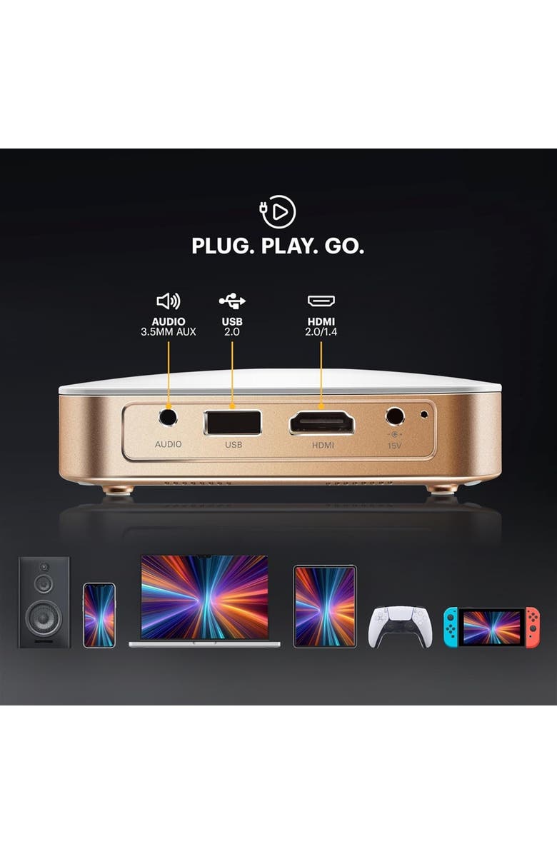 Kodak Luma 350 Smart Projector, Portable Pico Projector with 60" Screen, Case, Tripod & Remote, Alternate, color, White