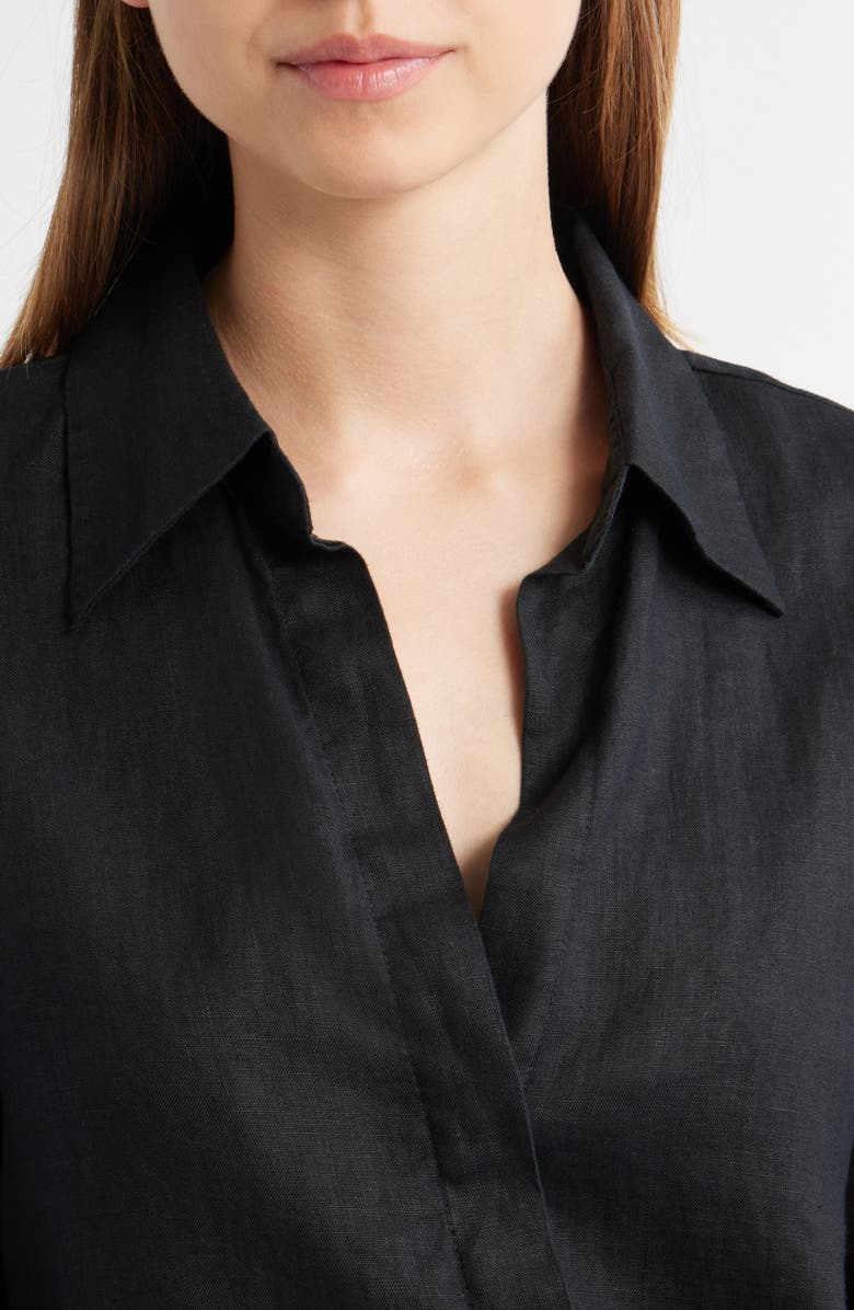 MANGO Oversize Linen Shirt, Alternate, color, Black