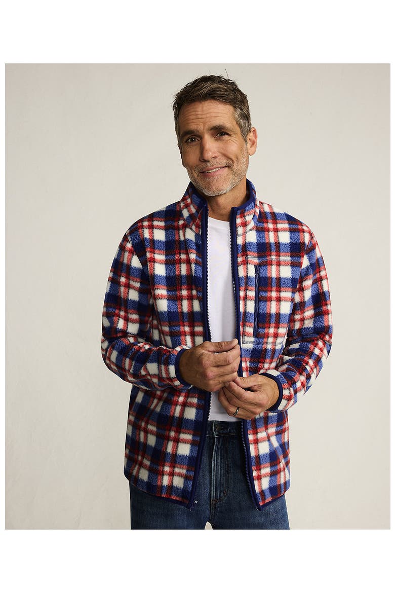 Full Zip High Pile Fleece Jacket, Alternate, color, Navy/Bourbon Plaid