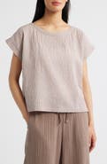 Eileen Fisher Ballet Neck Boxy Organic Cotton Blend Top