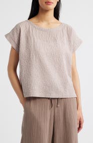 Eileen Fisher Ballet Neck Boxy Organic Cotton Blend Top
