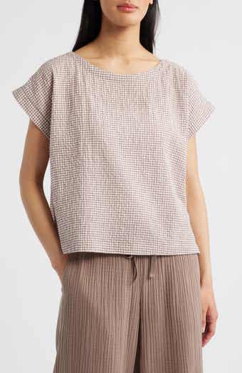 Eileen Fisher Ballet Neck Boxy Organic Cotton Blend Top