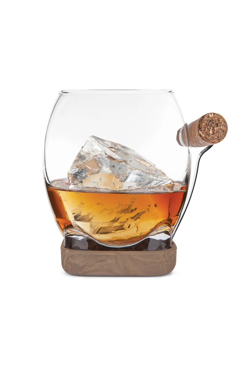 Whiskey Cigar Glass, 14.5 oz, Glass, Stainless Steel & Silicone, Alternate, color, Clear