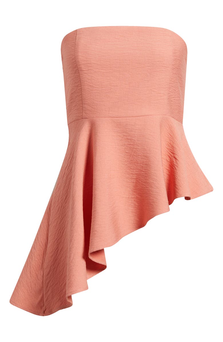 MANGO Asymmetric Strapless Top, Alternate, color, Bright Red