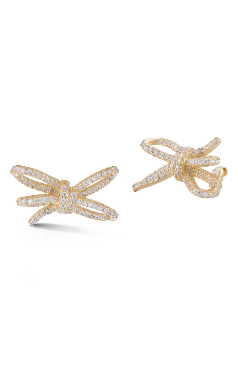 SPHERA MILANO Cubic Zirconia Double Bow Stud Earrings, Main, color, Gold