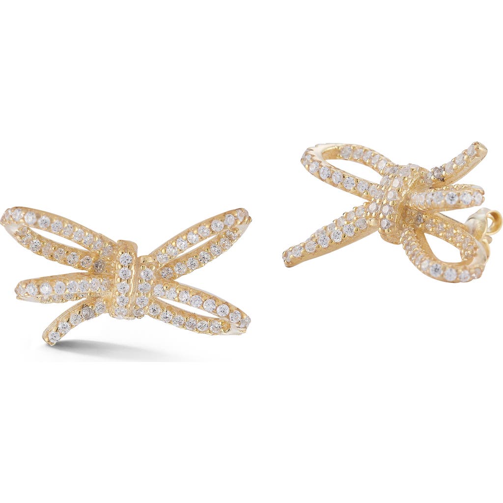 Sphera Milano Cubic Zirconia Double Bow Stud Earrings In Gold