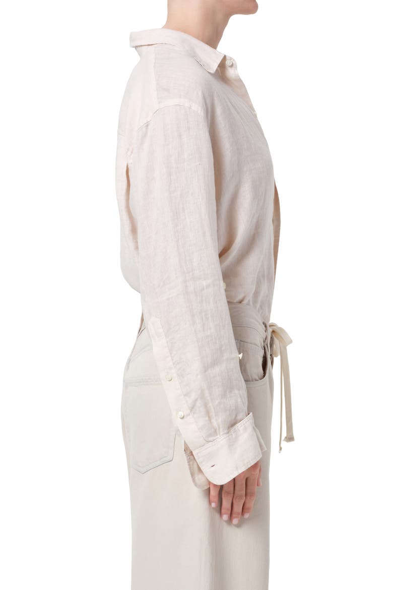 Kayla Button-Up Linen Shirt, Alternate, color, PALE STONE