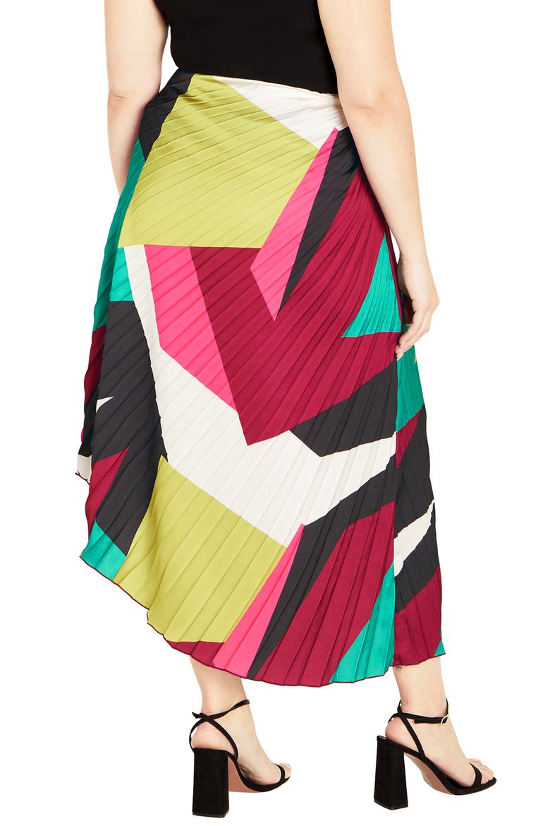 Amaya Print Pleated Satin Maxi Skirt, Alternate, color, STANDOUT GEO