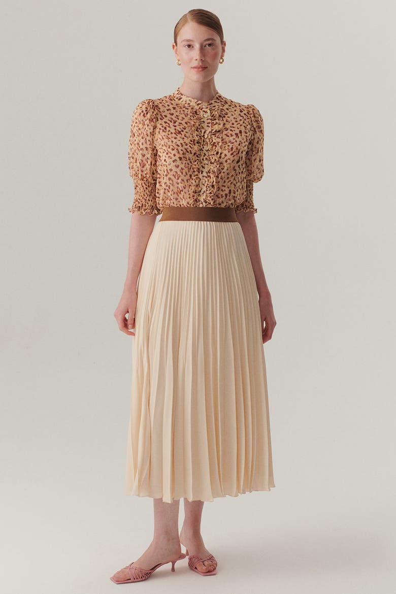 Diana Pleated Midi Skirt, Alternate, color, Ecru