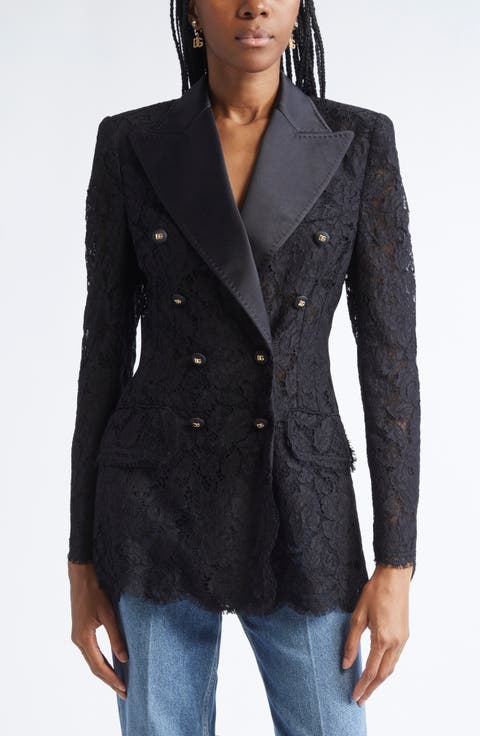 Double Breasted Floral Lace Jacket