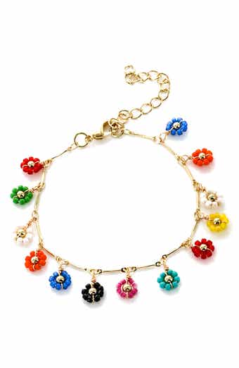 Multi Beaded Flower Bracelet