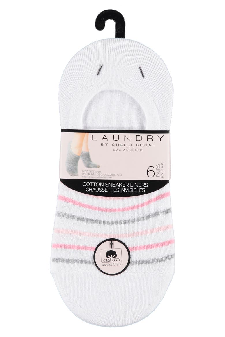 6-Pack No-Show Liner Socks, Alternate, color, WHITE/ PINK/ LIGHT GREY/ GREY