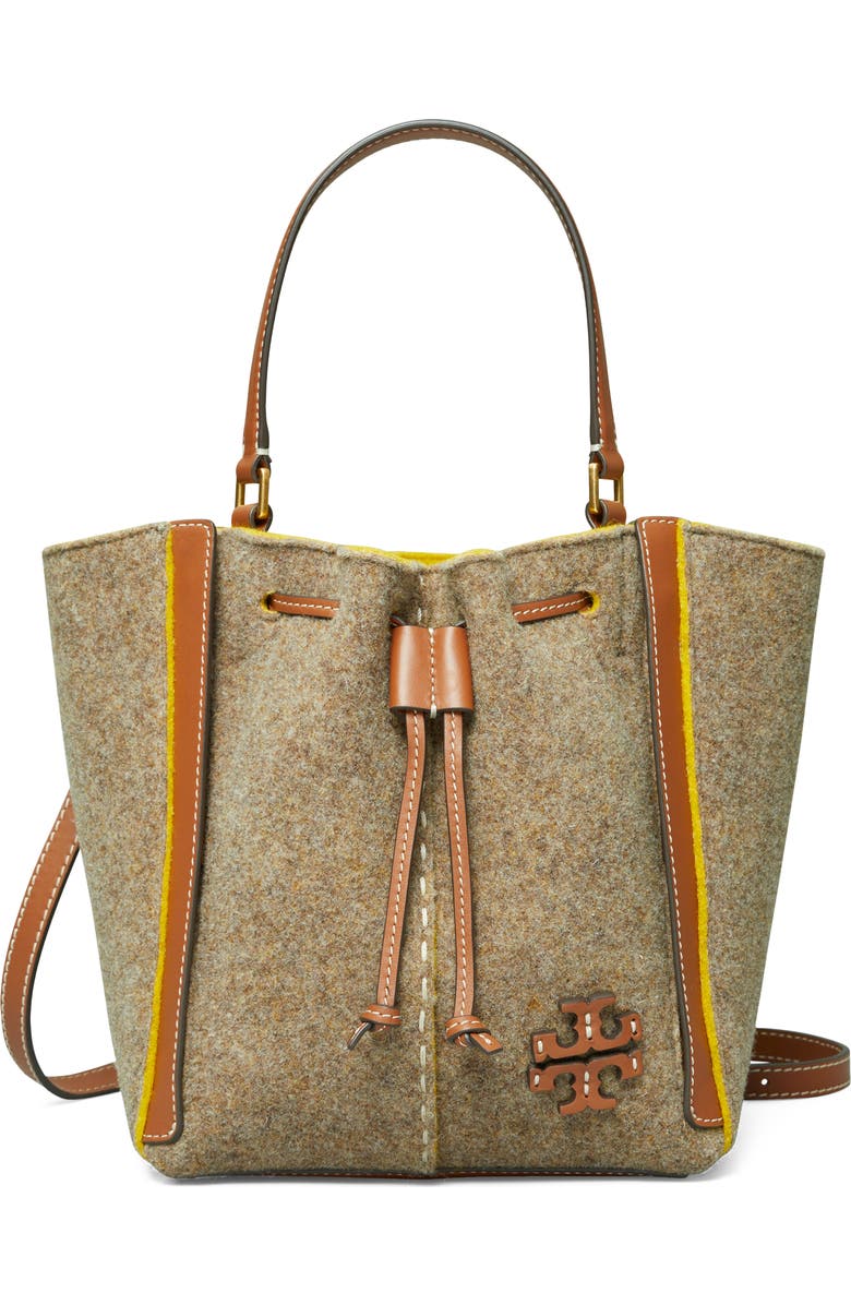 Tory Burch McGraw Wool Blend Felt Drawstring Satchel, Main, color,