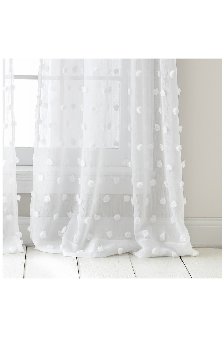 Ella Floral Print Set of 2 Poletop Curtain Panels, Alternate, color, WHITE