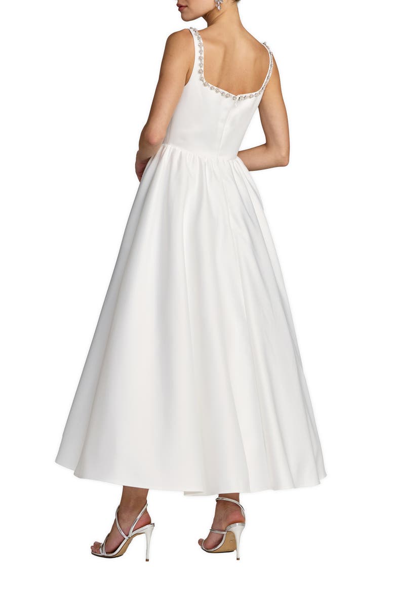 Beaded Satin Sleeveless Midi Dress With Pockets, Alternate, color, Ivory