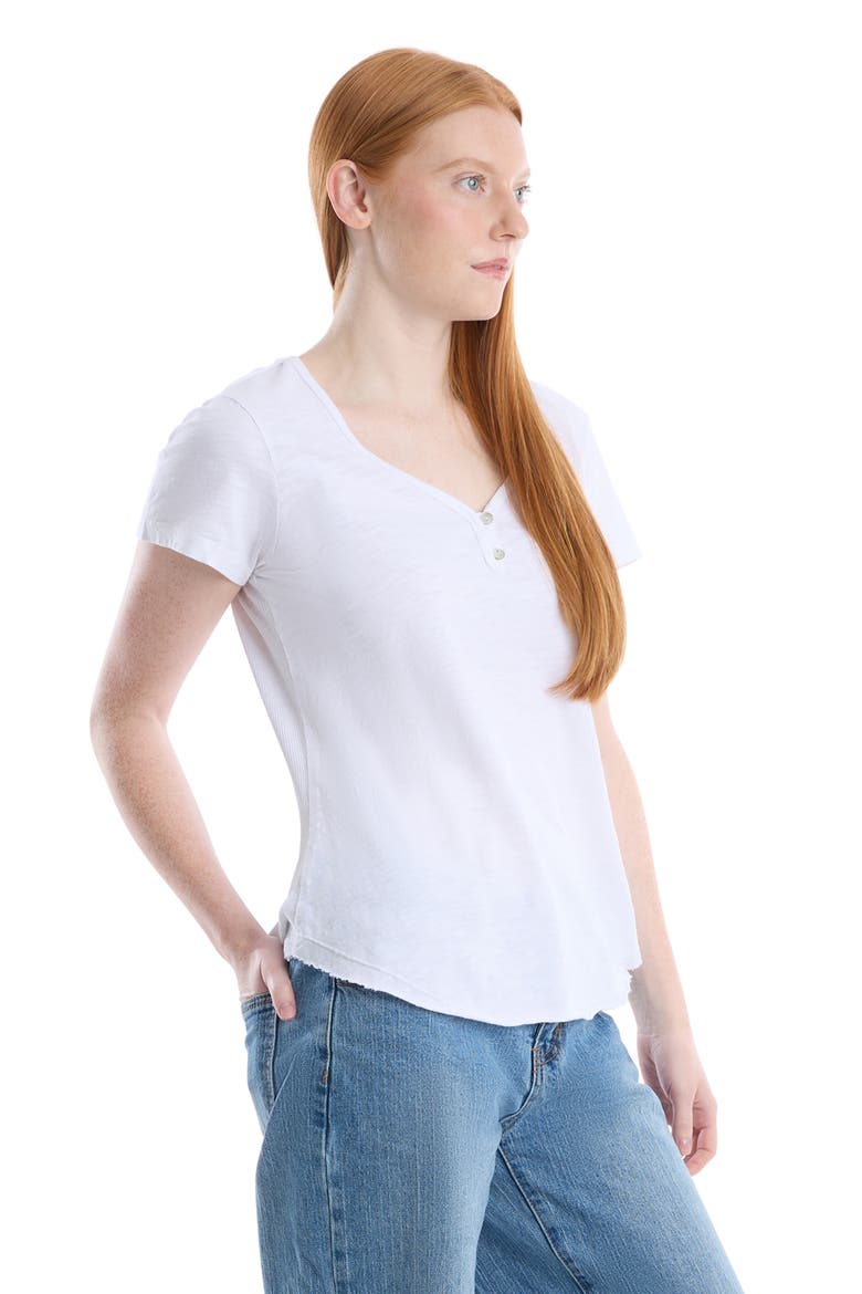 V-Neck Henley Short Sleeve Tee, Alternate, color, White