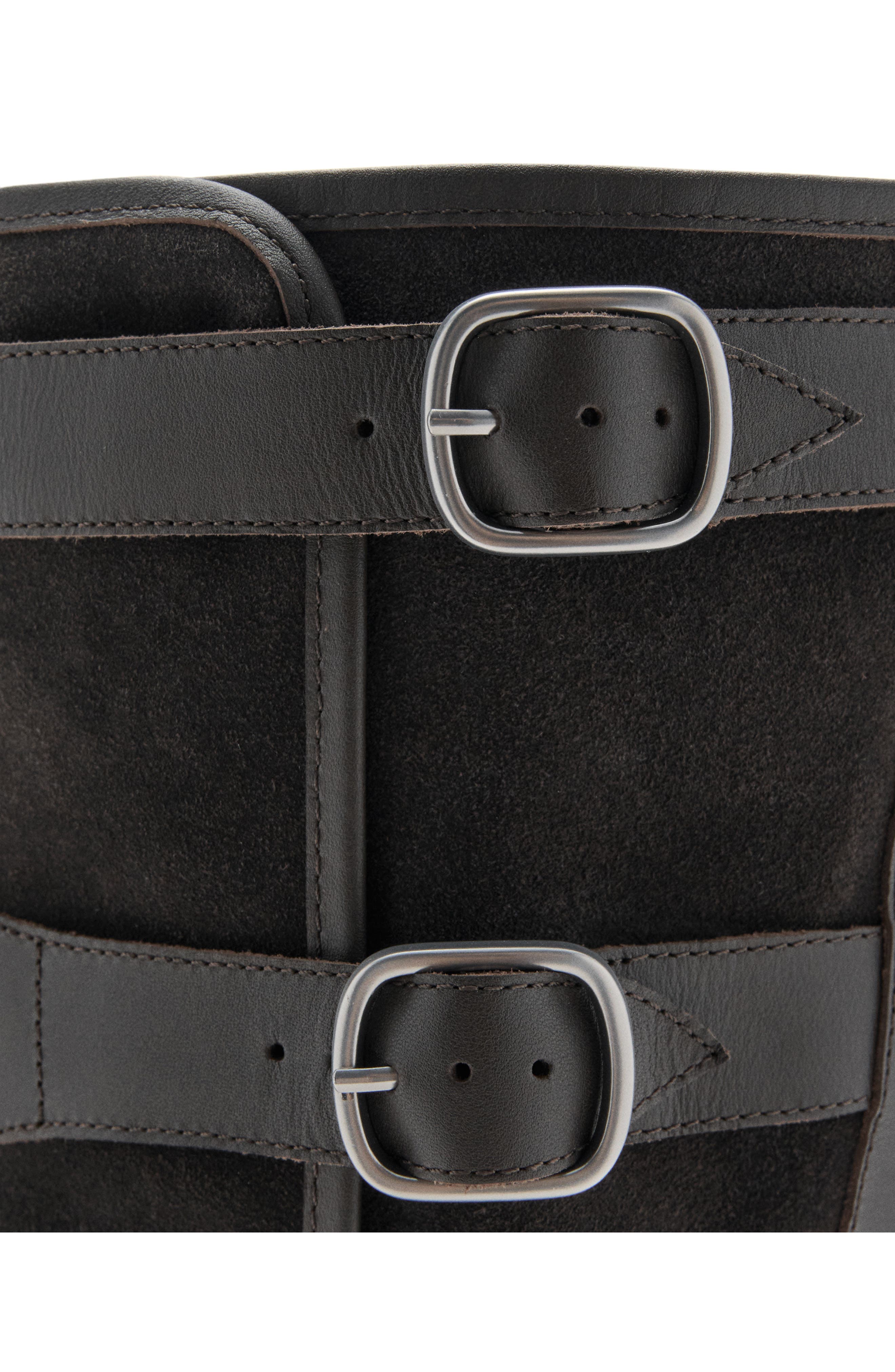 MANGO Suede Buckle Boot, Alternate, color, Dark Heather Grey